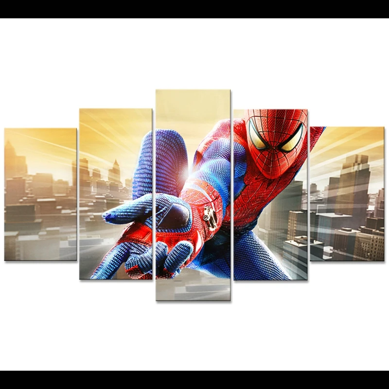

Painting Modern Home Decor Canvas Poster Living Room Modular Frame 5 Pieces Superhero Movie Spiderman Wall Art Pictures PENGDA