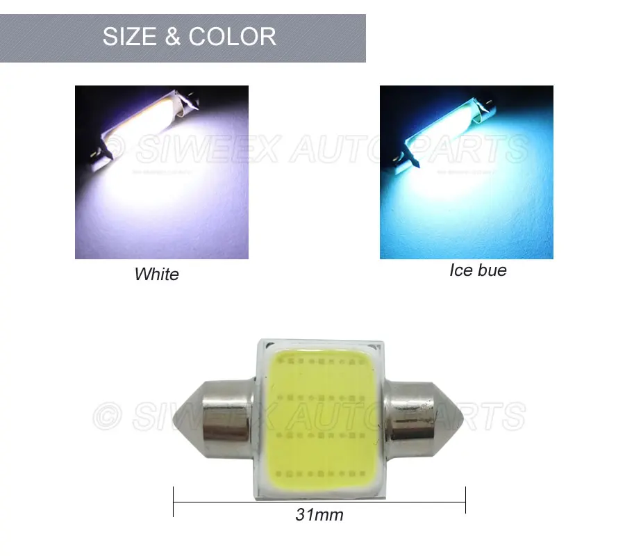 31 мм купольная гирлянда COB светодиодный 3 Вт 12smd светодиодный s автомобильный светильник для чтения Кристальный синий белый светильник s DC 12V 211-2 578 212-2 лампочка