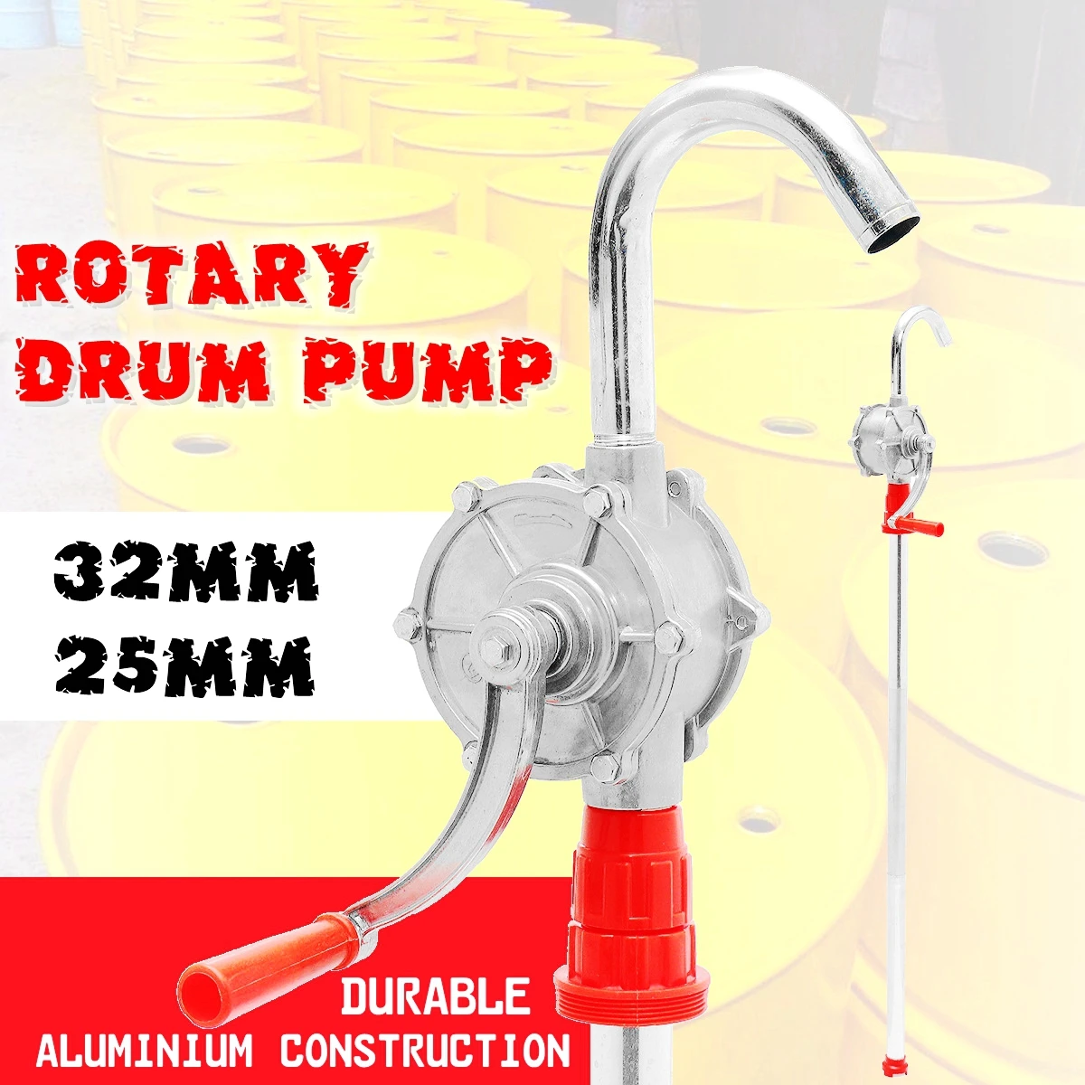 22L/min Heavy Drum Rotary Hand Pump New Oil Fuel Barrelin Pumps from Home Improvement on