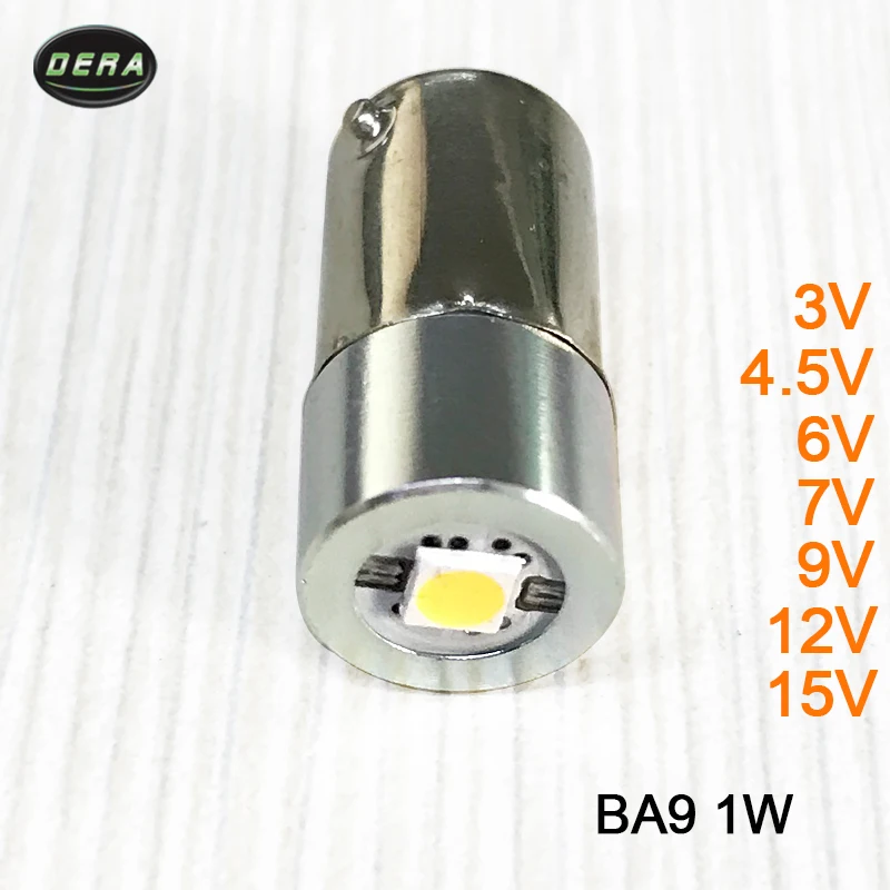 LED 포커스 손전등 교체 전구 토치, 작업등 램프, E10 P13.5S BA9, 1W, DC3V, 3.7V, 4.5V, 6V, 7.5V, 9V, 12V, 15V 전구