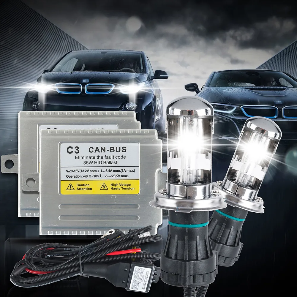 Canbus балласт комплект для ксеноновых ламп 12V C3 35W h4 h13 9004 9007 35W Hid hi lo ксеноновый светильник 4300k 6000k 5000K Canbus H4 hi lo Xenon