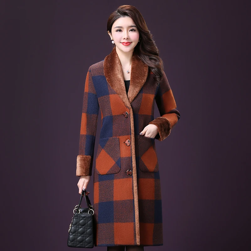 

High Quality Free Shipping Autumn Winter Women Work Wear Fashion Wool Coat New Winter Woolen Female Long Mid Old Age Women
