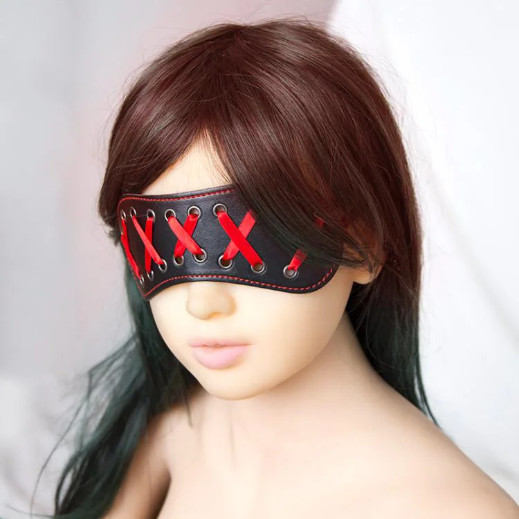 New Ribbon Style Pu Leather Blindfold Fetish Bdsm Bondage Mask Sex Toys For Couples Sleeping