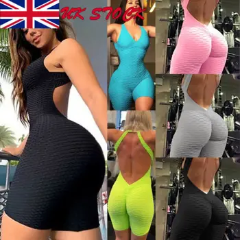 

Ladies Women Stretchy Gym Sports Casual Rompers Jumpsuits Shorts Bodysuits