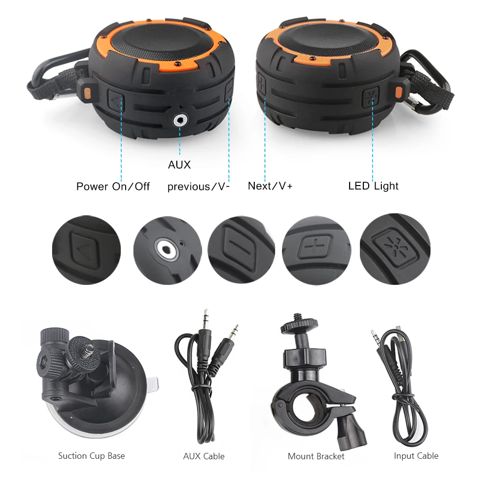 Outdoor Portable Bluetooth Speaker Waterproof IPX8