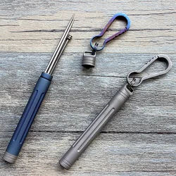 1PC EDC Titanium Sealed Waterproof Box Storage Bottle Toothpick Holder Ear Pick Spoon Earpick Keychain Key Chain Ring Tool Set