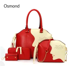 Osmond 4 Unids Bolsas Moda Bolsos de Las Mujeres Famosas Bolsas Compuestas Señora Crossbody Bolso de Cuero Del Patrón de la Muchacha
