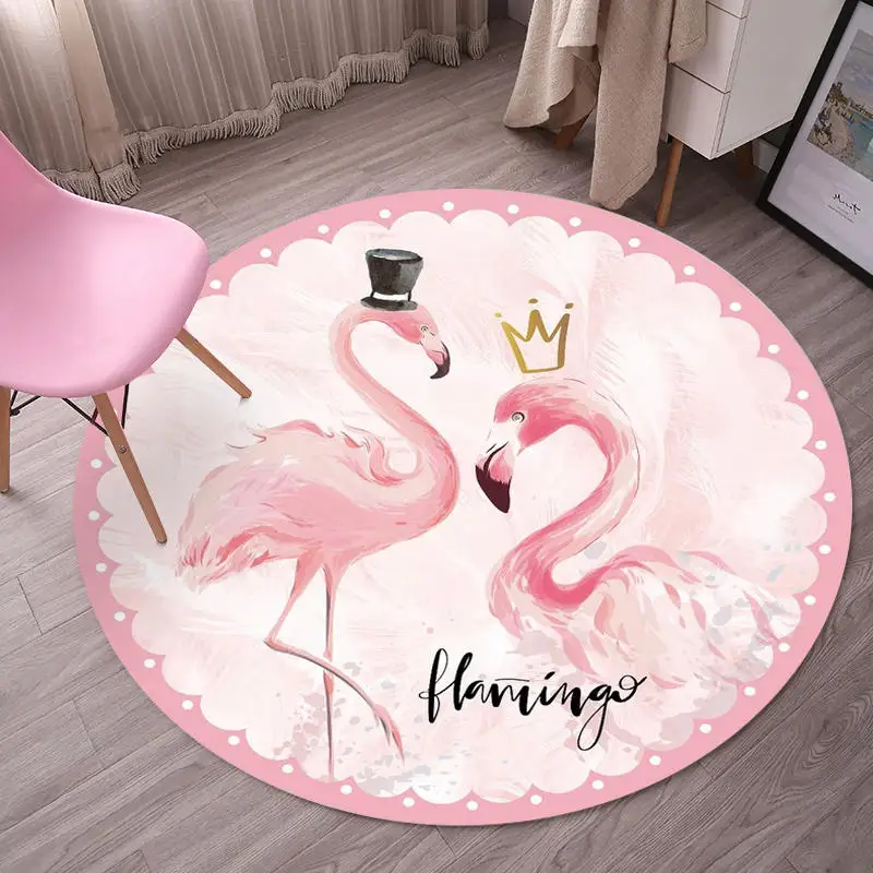 Cute Flamingo pattern Round Rug Pink Bedroom Decoration Soft carpets for living room Coffee Table Area Rugs Computer Chair Mats