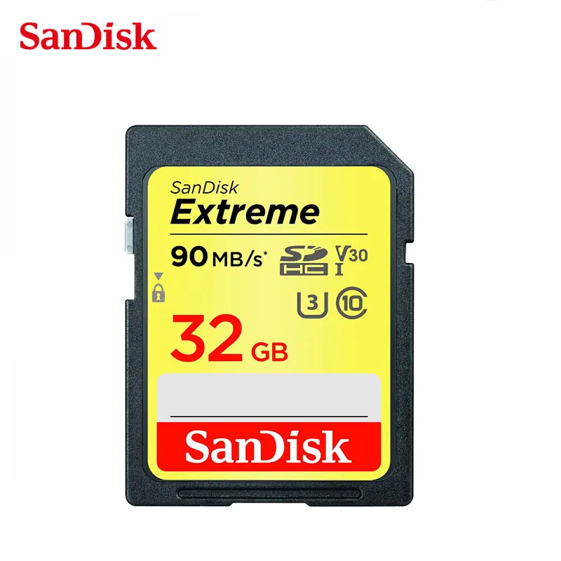 Sandisk SD карта 32 gb Extreme V30 Class 10 U3 Карта памяти SDHC карты Скорость до 90 МБ/с. SD 32 ГБ для цифровой зеркальной камеры 4K FullHD Профессиональный Камера