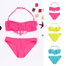 CHAMSGEND детская одежда для маленьких девочек однотонный набор бикини кисточки купальный костюм; купальник купальная одежда 19MAY17 P35