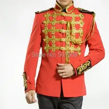 Красная куртка со средневековым рисунком, винтажная сценическая вышивка, Золотая куртка с аппликацией/костюм генерала/принца Вильяма