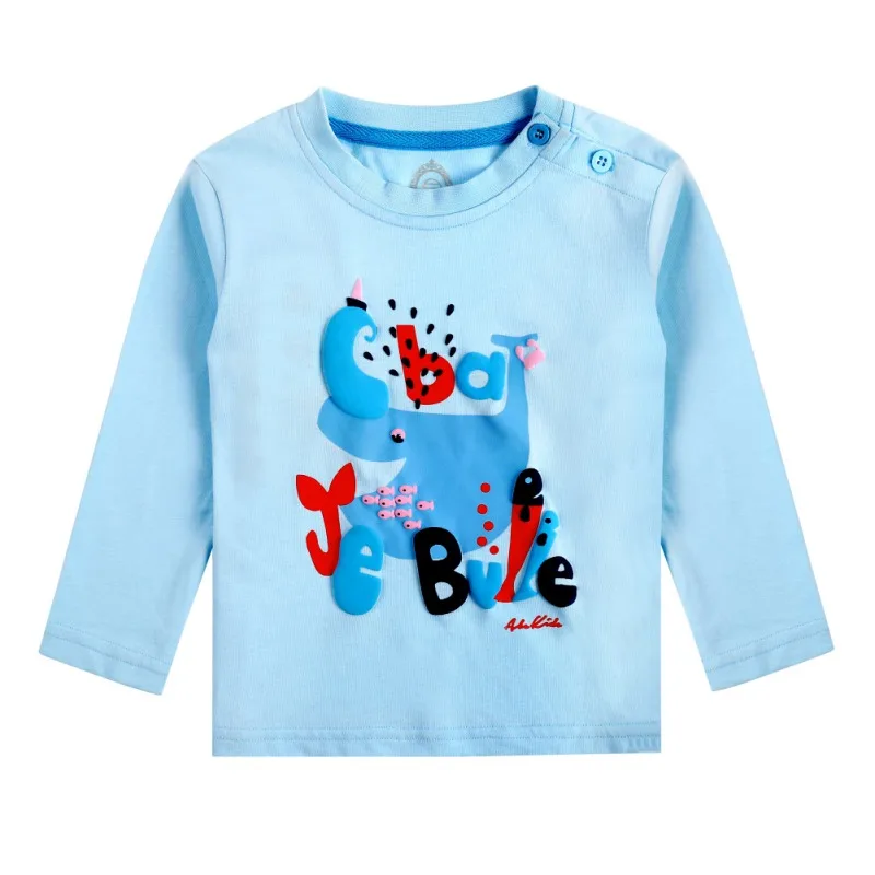 

Children's Cartoon Print Cute Letter Round Neck T-shirt Autumn Boys Casual Cotton Tops Kids Tees Baby Boys Clothing 1-5Y
