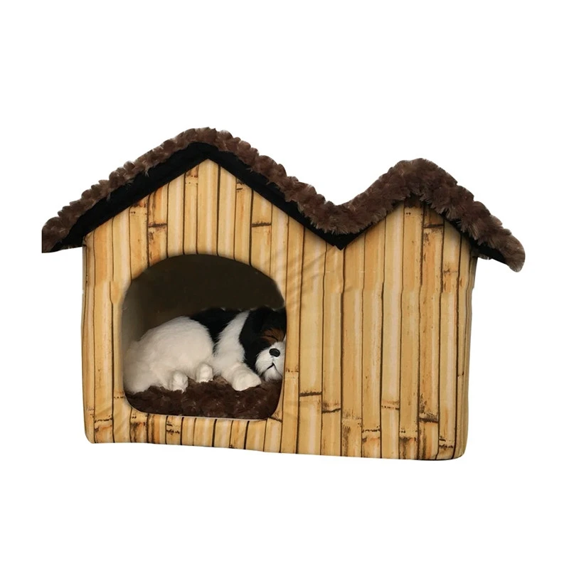 Милый домик для собак, Короткие Плюшевые питомники для маленьких и средних собак, съемное гнездо для щенков, складной питомник для собак, спальный дом для домашних животных