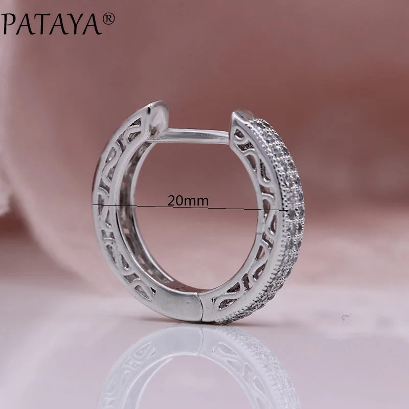 White Gold Round Natural Cubic Zirconia Dangle Earrings - Image 5