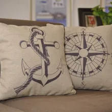 Ретро Средиземноморский Подушки детские, якорь Компасы хлопок Подушки Лен Подушки Детские Подушки автомобилей Home Decor диван Подушки s
