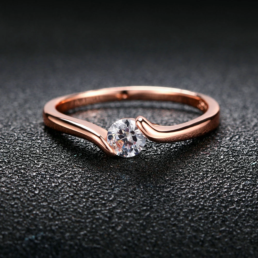 Simple Style Wedding Ring For Women AAA+ Cubic Zirconia Rose White Gold Color Austrian Crystal Gift Fashion Jewelry R239 R422