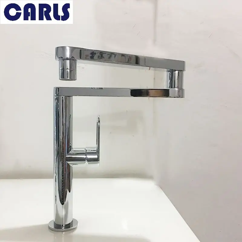 

CARLS Folding Kitchen Faucet Stretchable Swing Arm Brushed Single Hole Single Handle Deck Mounted Cold & Hot Kitchen Sink Faucet