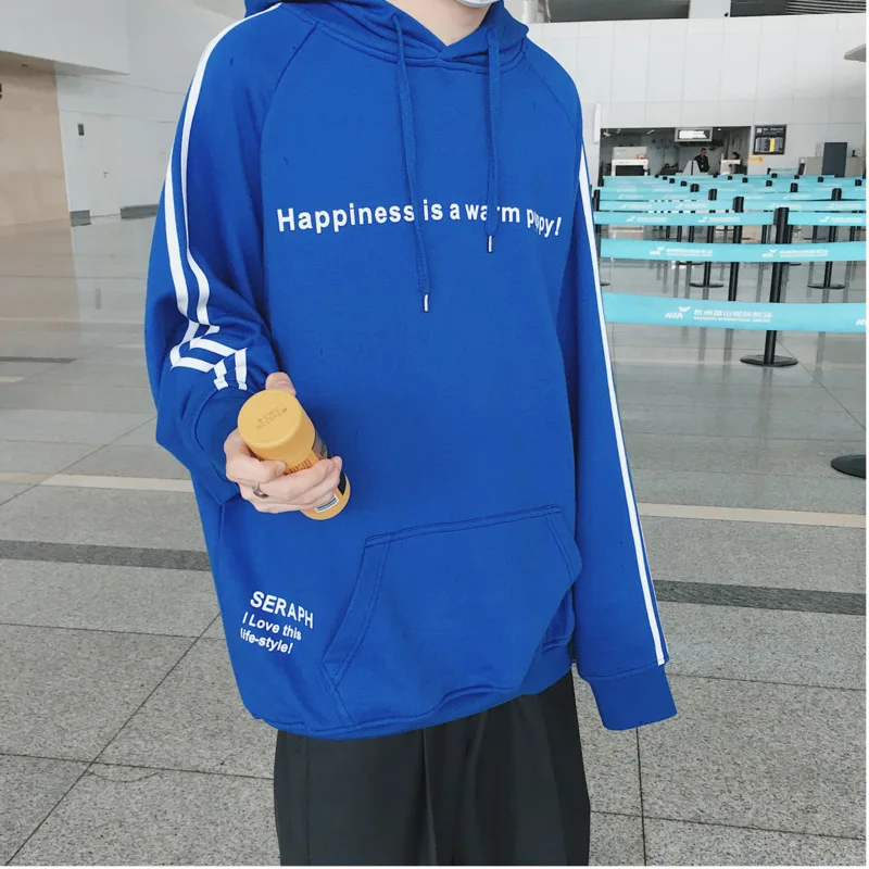 

Fashion Casual Men's Hoodie Spring And Autumn New S-2XL Printing Cotton Loose Pullover Blue Yellow Personality Youth Popular