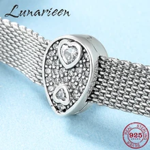 Горячая 925 стерлингового серебра сверкающие капли воды форма клипсы в форме сердца бусины подходят Оригинальное отражение Шарм браслет ювелирные изделия делая