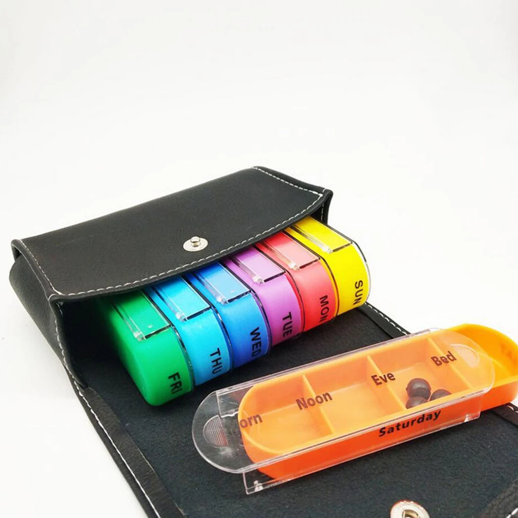2pcs Wallet Weekly Travel Pill Organizers Vitamin Caddy Storage for 4 Times A Day, 7 Days a Week