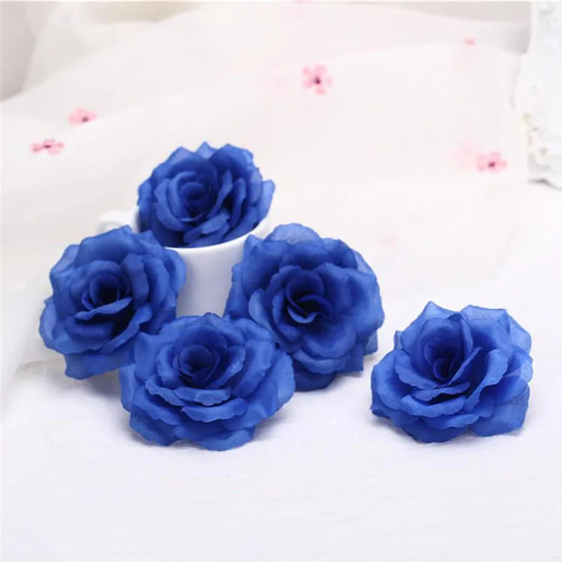 10 шт. 8 см Королевский синий искусственный шелк головка розы украшение дома Свадебная вечеринка DIY Искусственные цветы