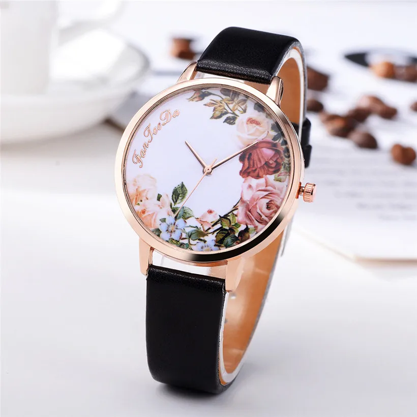 Роскошный модный кожаный браслет Аналоговые кварцевые круглые наручные часы кожаный браслет часы подарки Relogio Feminino Reloj Mujer