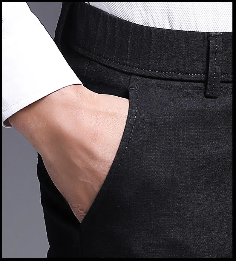 2018 Autumn New Fashion Pants Men Slim Fit Classic Casual Mens Pants Full Length Male Pants Black Blue Cream Plus Size 38 40-14