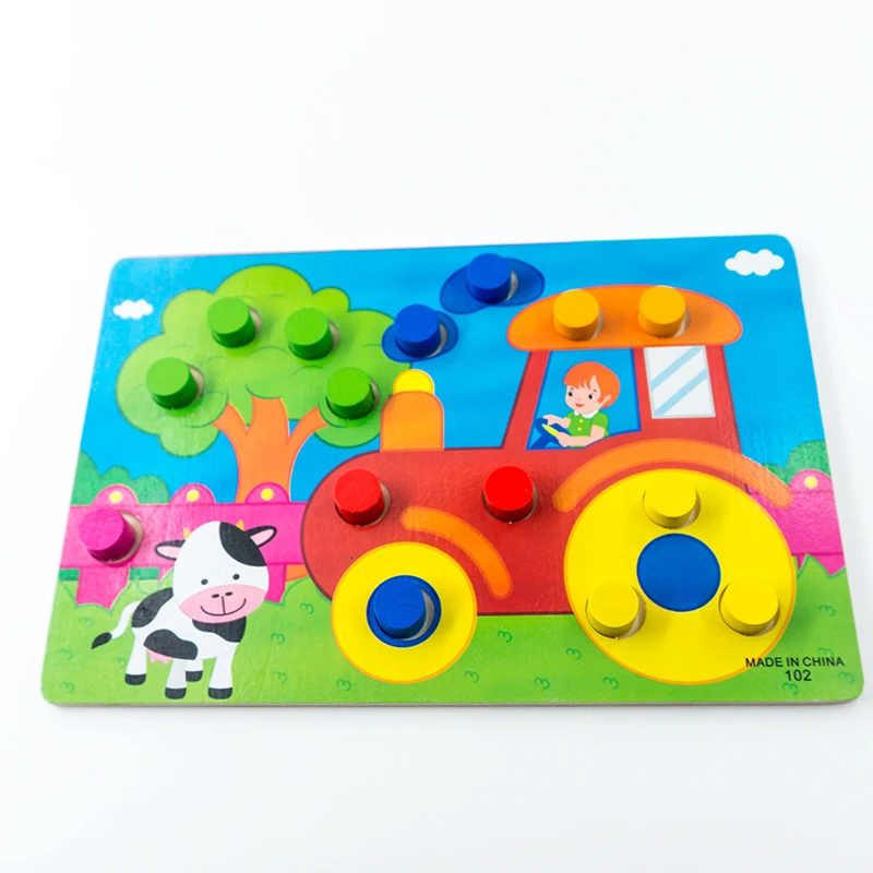 1 набор, детские 3D деревянные головоломки, игрушки для детей, Монтессори, цветные Обучающие Развивающие Мультяшные игры для малышей, подарки для мальчиков и девочек