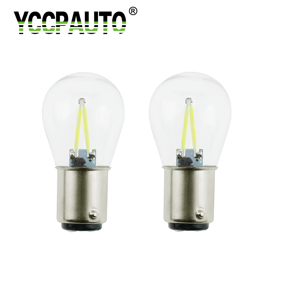 

YCCPAUTO 2Pcs 1157 led Bay15d p21/5w led Barke lights filament chips glass Auto Vehicle Rear Stop lamps Parking Lights 2W DC12V