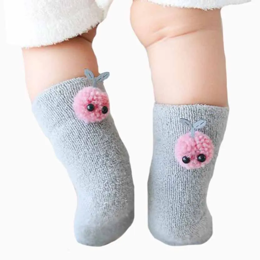 

3 Pairs pack New autumn and winter terry thick baby socks stereo cartoon anti-terry ring tube infant socks newborn socks