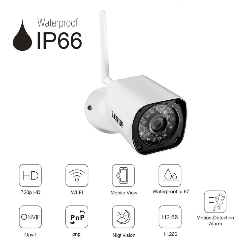 

Durable H.264 1.0 MP1280X720 HD WIFI Security Mini IP IR Bullet Camera SN-IPC-4007FSW10 Network Surveillance Camera