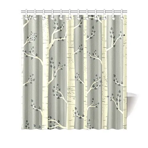 Tree Decor Shower Curtain Elegant Birch Tree Branches Vintage Style