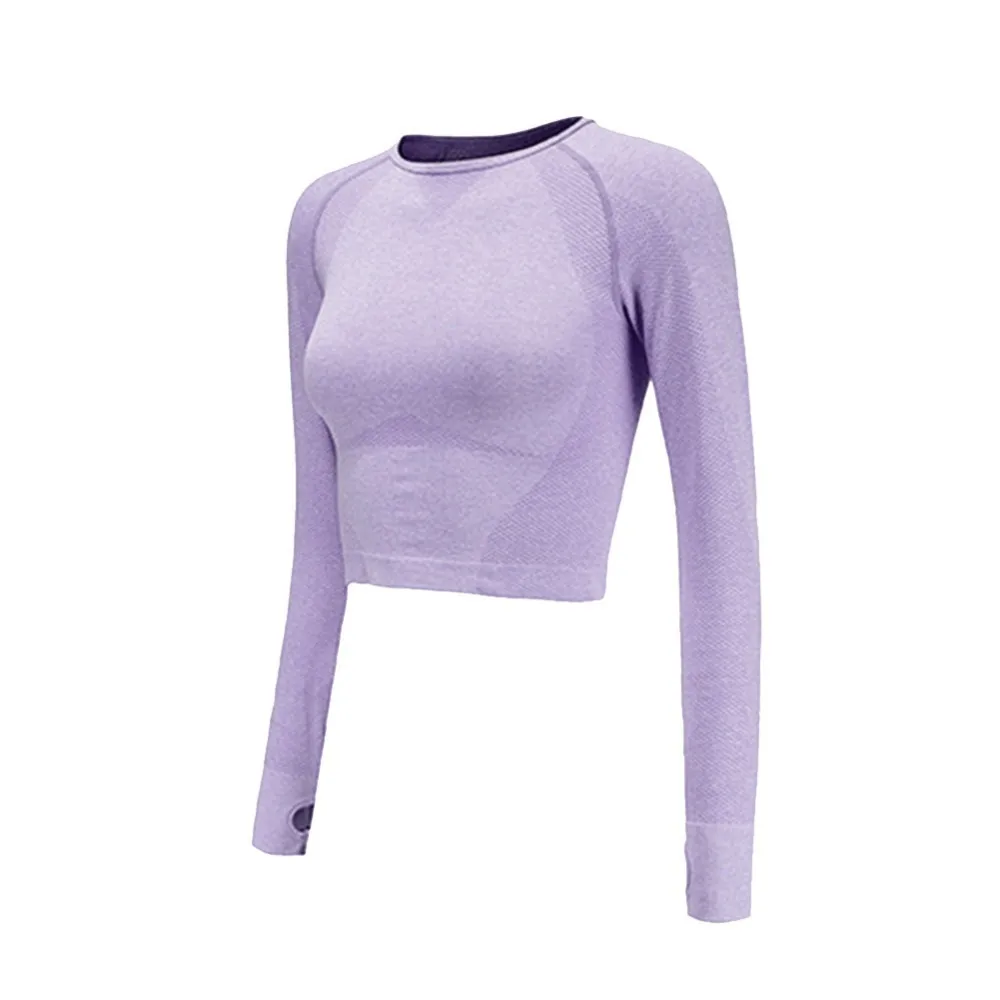 

Women Yoga Shirts Vital Seamless Long Sleeve Crop Top Shirts Thumb Hole Fitted Gym Top Shirts Workout Running Fitness Clothes