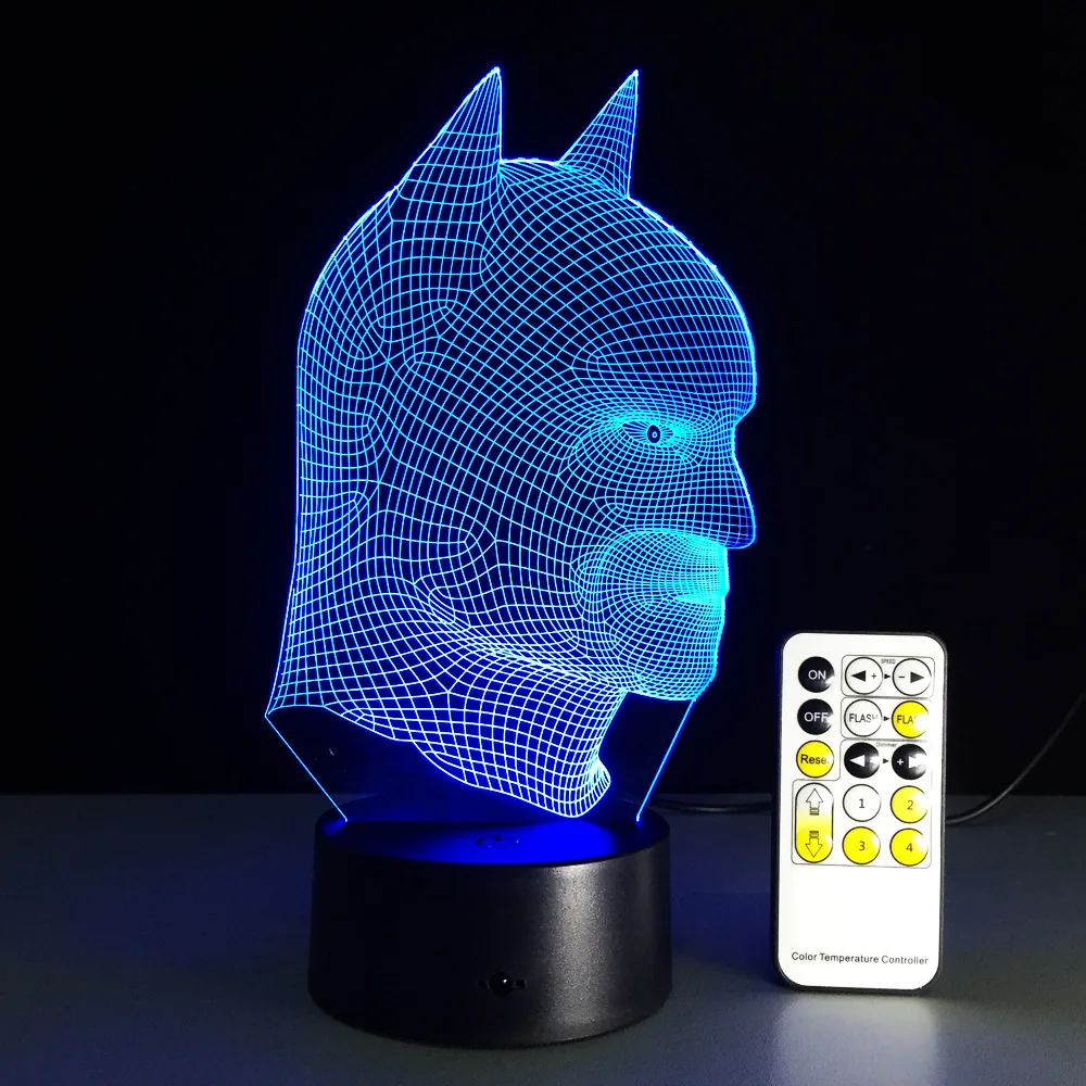 Superhero Batman Colorful LED Night Light Remote Control 3D Illusion