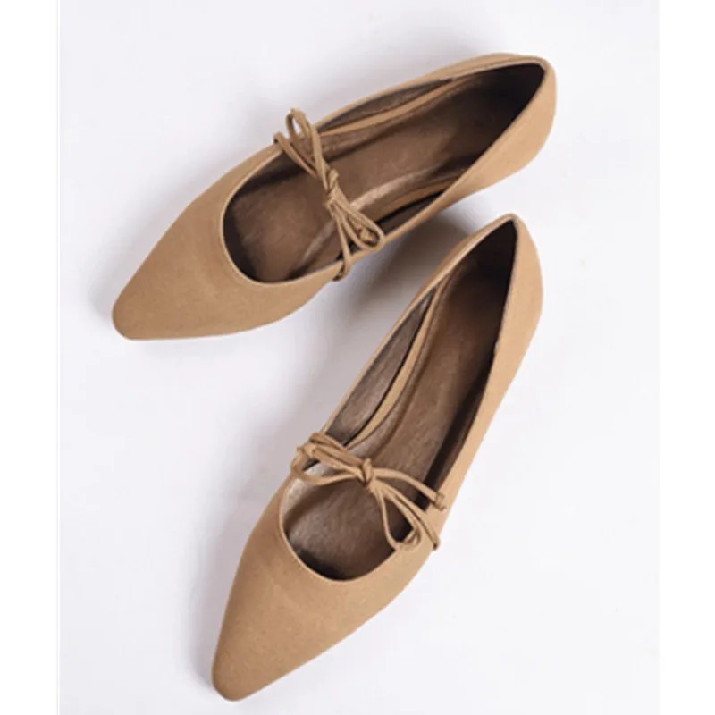 Cider Bow Decor Square Toe Ballet Mary Jane Flats | Lazada.co.th
