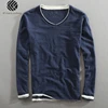 Men Spring Autumn Fashion Brand China Style Bamboo Cotton Fake Two Pieces V-neck Long Sleeve T-shirt Male Casual Thin Tee Tshirt ► Photo 1/5