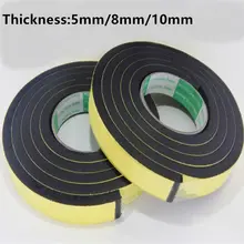 Cinta de goma de espuma de esponja negra EVA, 5MM, 8MM, 10MM de grosor, fuerte adherencia, tira de sellado anticolisión