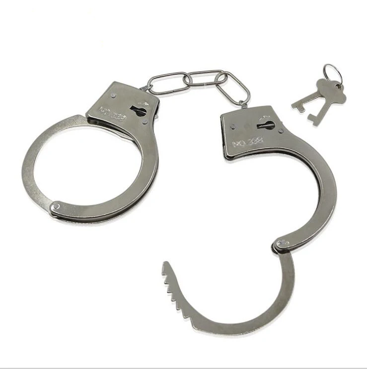 

Pretend Play Silver Metal HandCuffs With Keys Police Role Cosplay Tools Police Toy For Children Boy