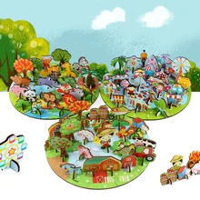 Детские DIY фермы/цирк/лес анимальсууден образовательные соединительные блоки, игрушки развивающие сборки творческие игрушки для детей