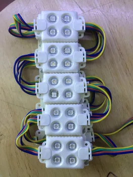 

200pcs/lot RGB led module injection 4PCS 5050 module 12V1W 120degree IP65 Anti-static Anti-UV ABS shell advertising led