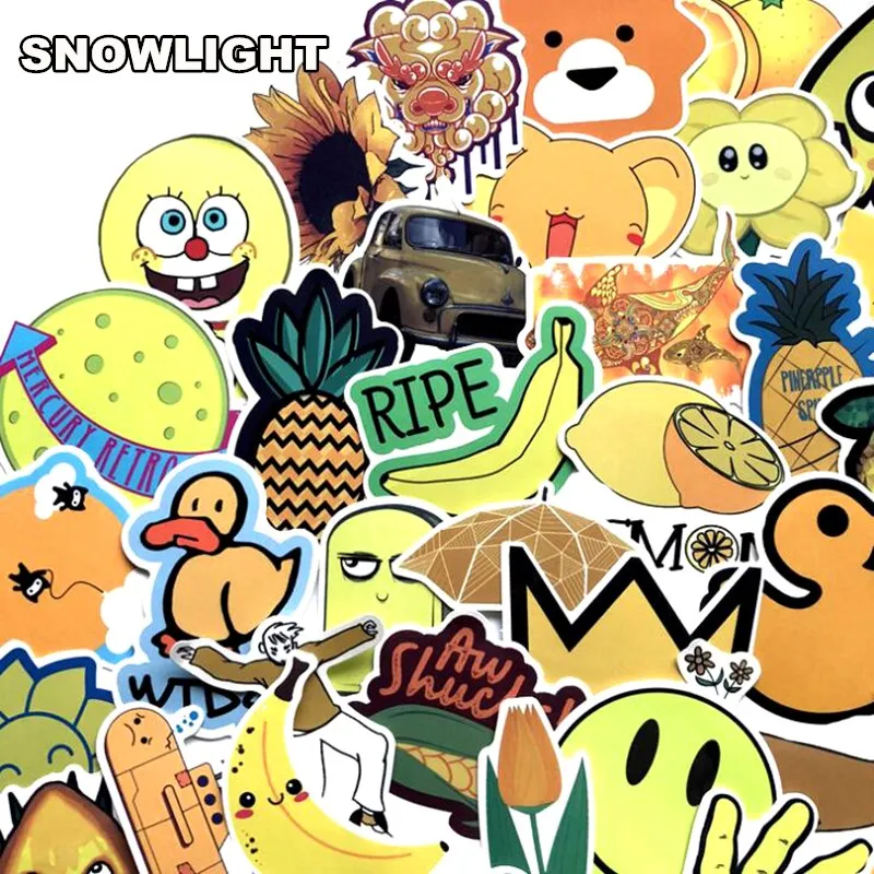 70PCS Yellow Sticker Mixed Cartoon Animal Waterproof Decals Stickers for Kid DIY Luggage Notebook Helmet Guitar Fridge Stickers