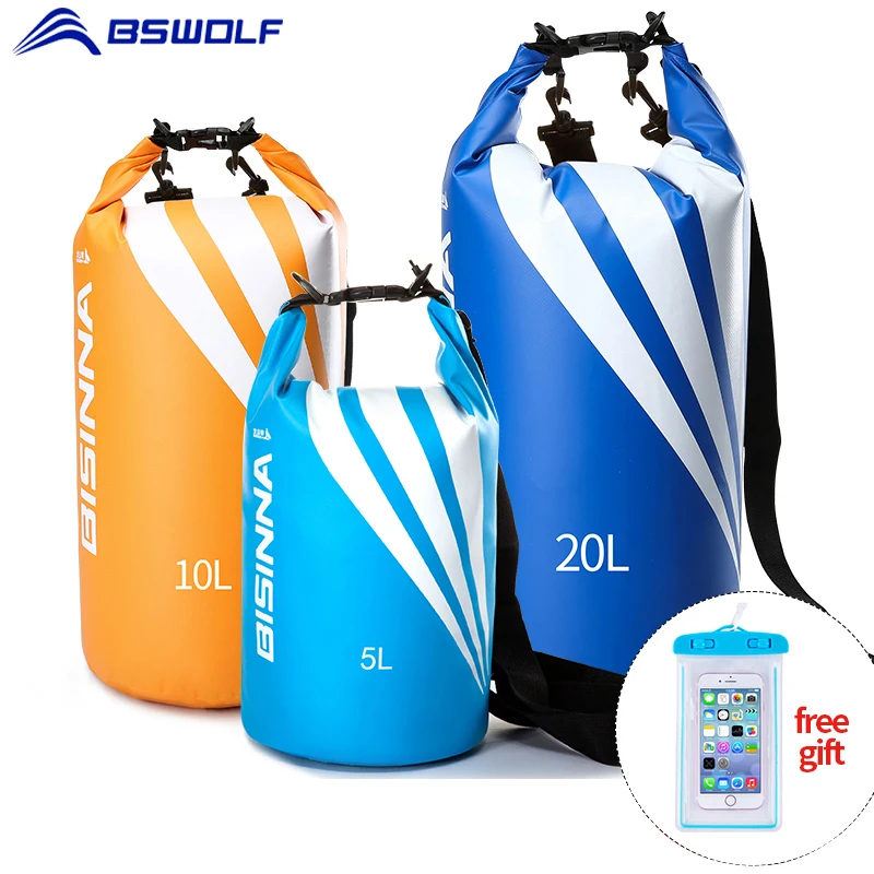 

BSWolf 5L/10L/20L/30L/40L Waterproof Dry Bag Pack Sack Outdoor Swimming Rafting Boating Fishing Water Resistance