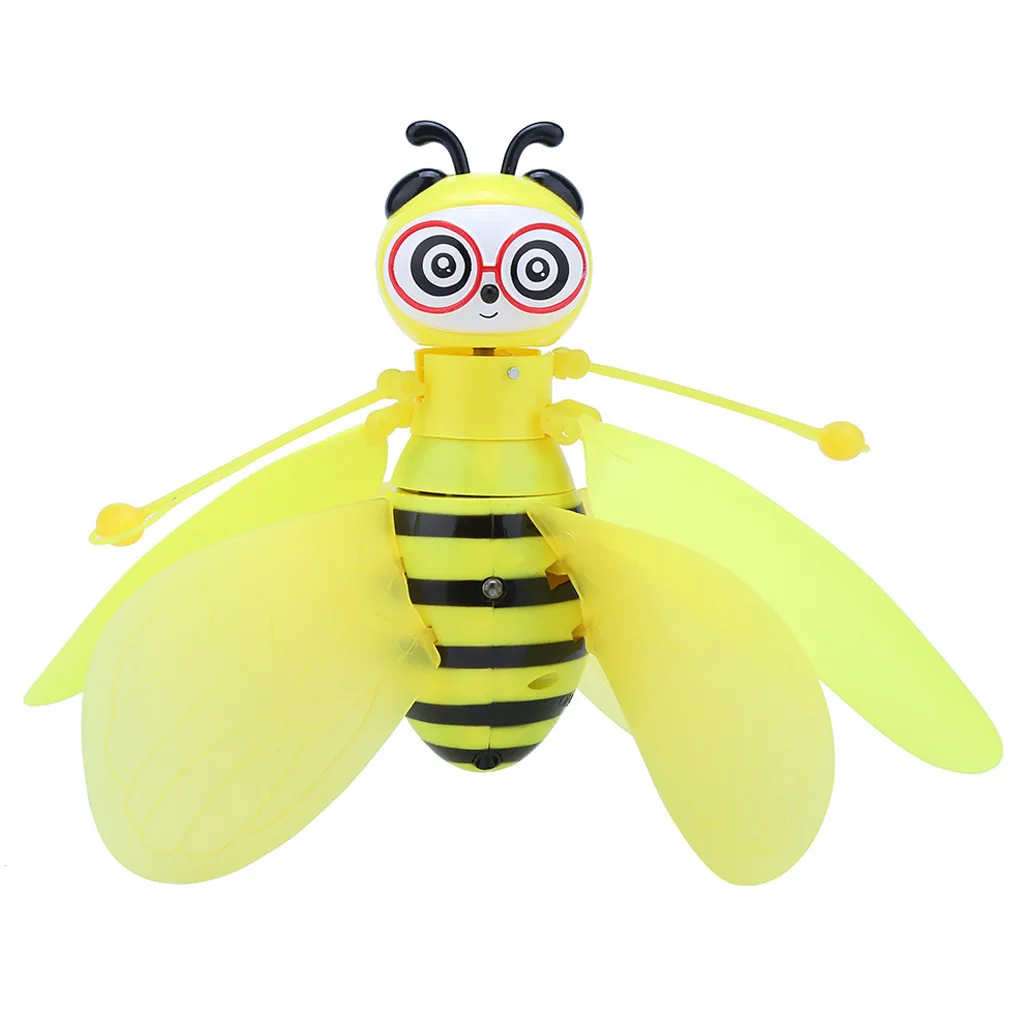 Электрический инфракрасный датчик пчела летающие игрушки ручной контроль светодиодный вертолет светодиодный светильник - Цвет: Цвет: желтый