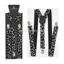 BD018-L Размер новинка мужской модный 1 дюйм широкий черный Белый Музыкальная нотка подтяжки для женщин