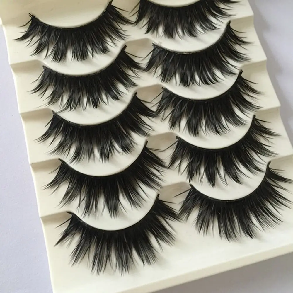 

5 Pairs/Set 3D Natural Make Up Long Cross False Eyelashes Black Thick Eye Lashes Makeup Extension Party Beauty Makeup Tools