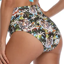 Женские бикини с высокой талией, трусики для купальника с цветочным принтом, бразильские Большие размеры, пляжные праздничные сексуальные купальные шорты