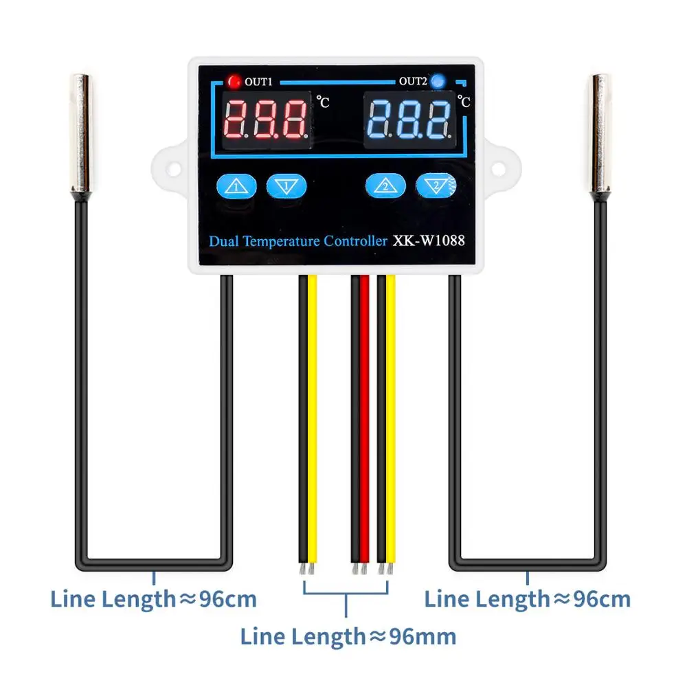 Digital Dual Thermostat Regulator XK W1088 10A Direct Output Temperature Controller LED Display
