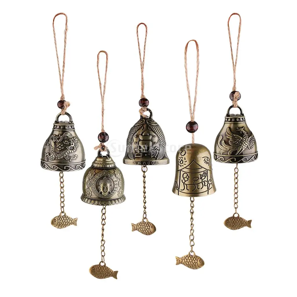 5 Pieces Vintage Metal Wind Chime Hanging Bell for House Car Decoration Adornment