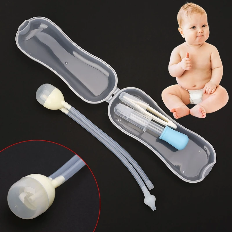 4Pcs Newborn Baby Care Kit Healthcare Nasal Aspirator Dropper Feeder Nursing Kit