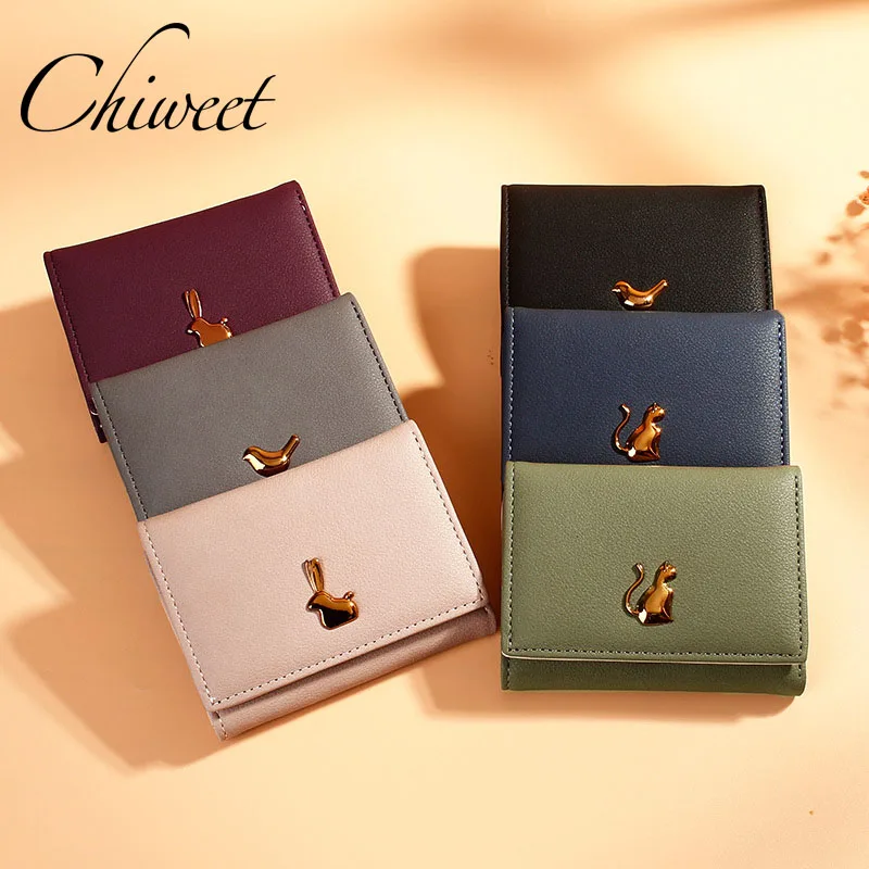

Women Mini Small Wallets Animals Sequined Designer Money Clip Brand PU Leather Short Wallet Student Girl Chic Cute Change Purses